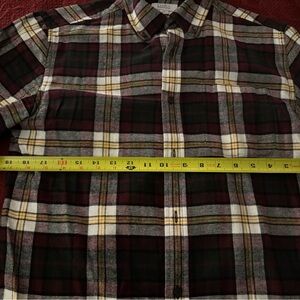 Eddie Bauer Burgundy and Green Plaid Shirt